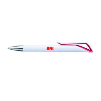   BNI golyóstoll, kék tollbetéttel, csimpetős, piros betéttel