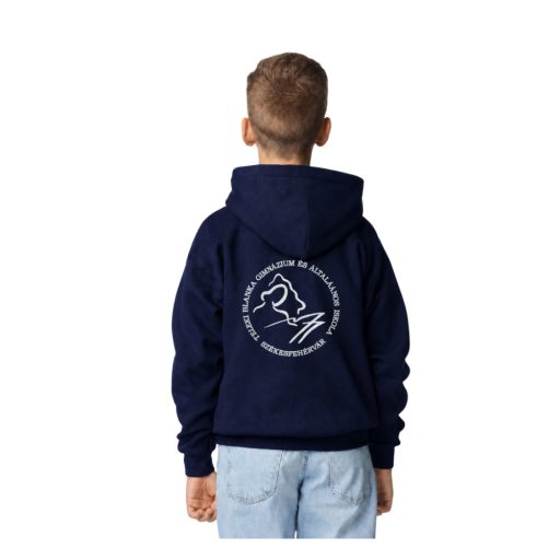 Alsós - Gyerek kapucnis pulóver Teleki Blanka logóval - 10-12 éves - Sötét Navy kék