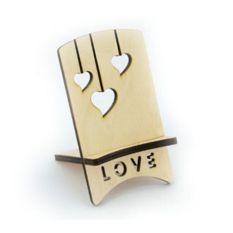 Fa asztali telefontartó egyedi felirattal - LOVE